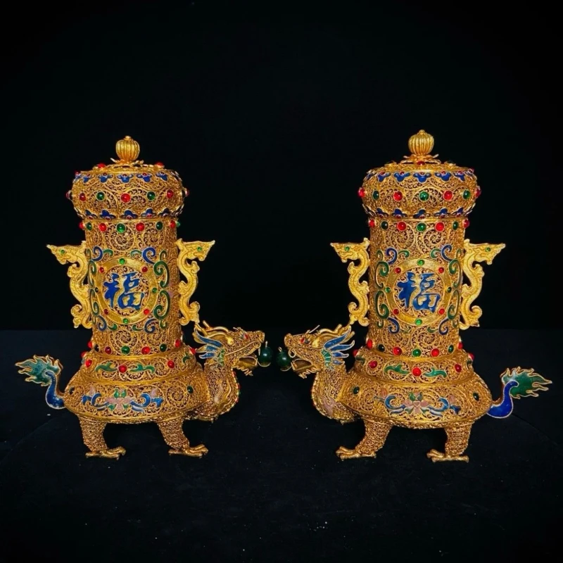 

Filigree inlaid dragon turtle ornament Buddhist hall ornament antique antique