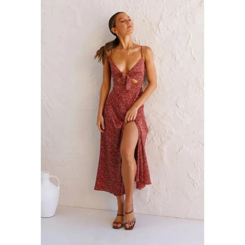 봄 여름 플로럴 프린트 슬링 드레스 달콤하고 신선한 스타일 유럽 미국 신상 여성 미디 드레스