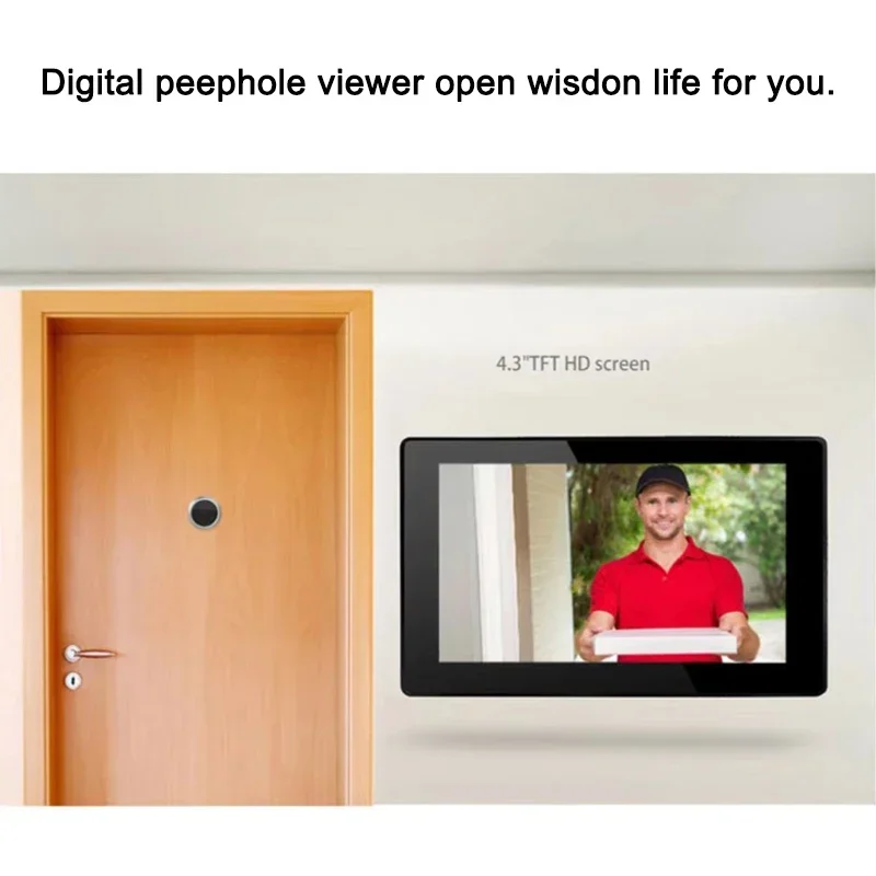 Wsdcam 4.3 inch Digital Door Viewer Camera 120° Wireless Doorbell Smart Home Door Camera Peephole Doorbell with Monitor