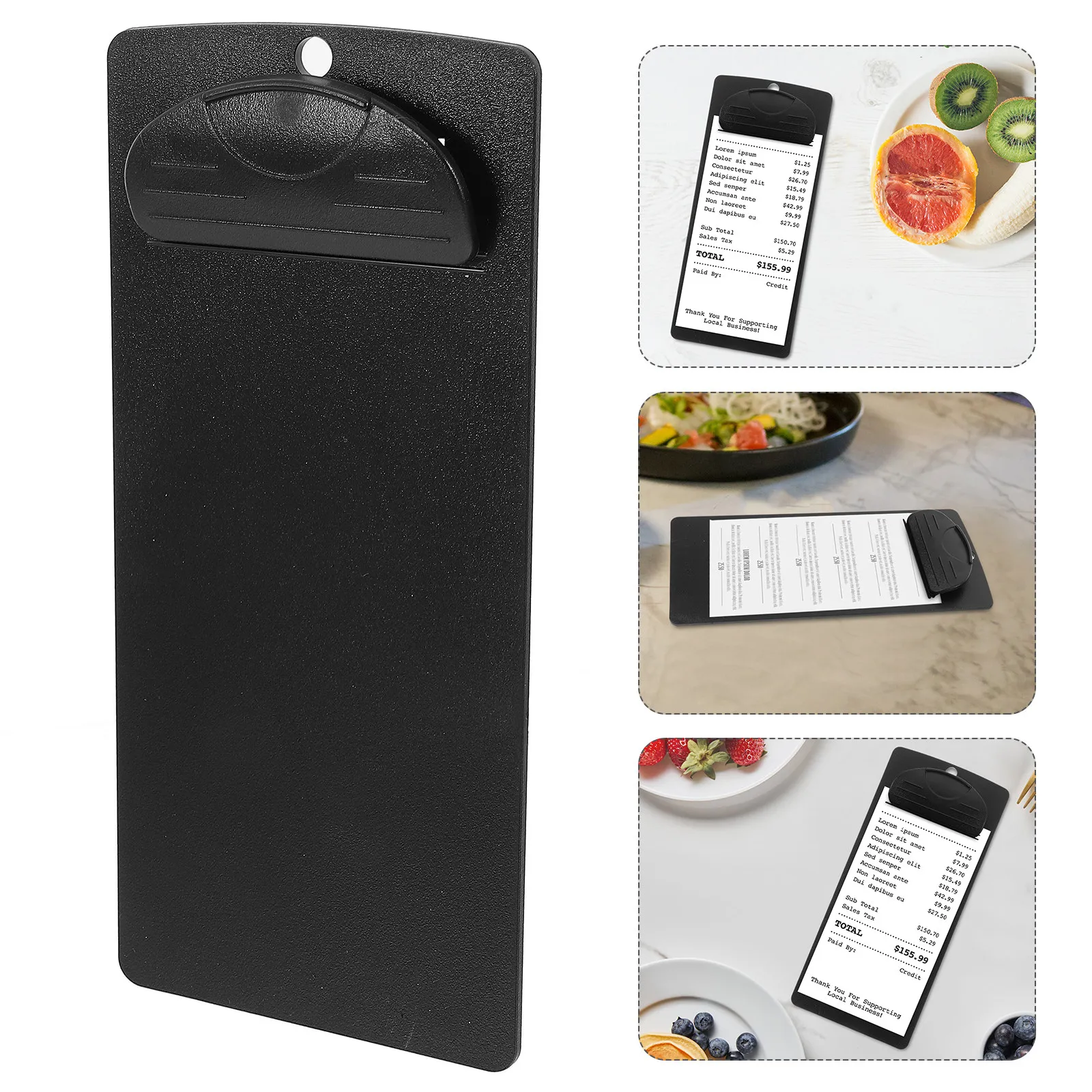 

4Pcs Black Plastic Menu Clipboard 8x18cm Compact Lightweight Foldable Writing Pad for Restaurants Tray Bill