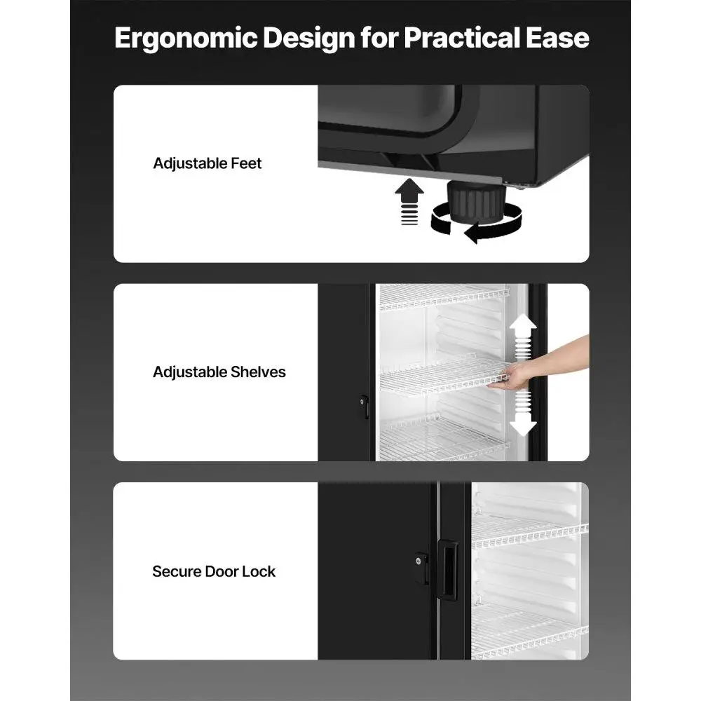 ثلاجة العرض التجارية 13.3CUFT باب زجاجي Merchandiser عرض مبرد لتخزين المشروبات