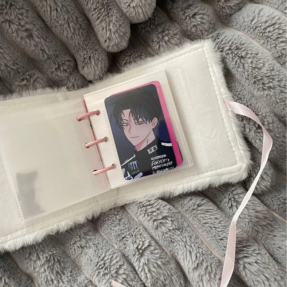 Star Embroidery Plush Photocard Album 30 Inner Pages Ribbon Tie Kpop Idol Photo Card Collect Book