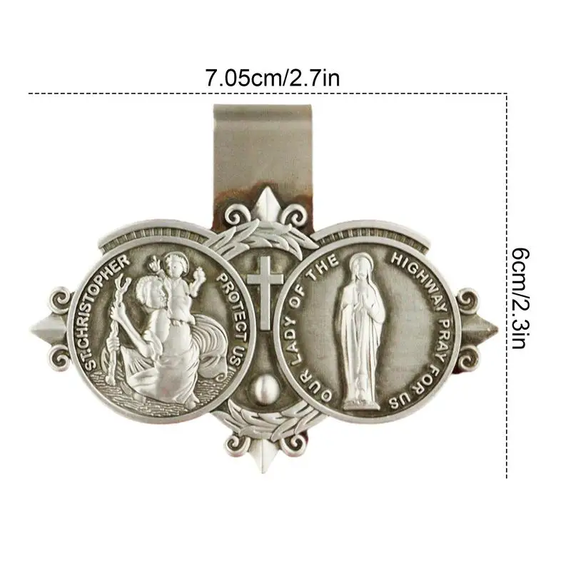 SaintChristopher M edal Car Saint Christopher Visor Clip Auto Visor Accessories Driving Amulet Patron Saint Periapt Decoration