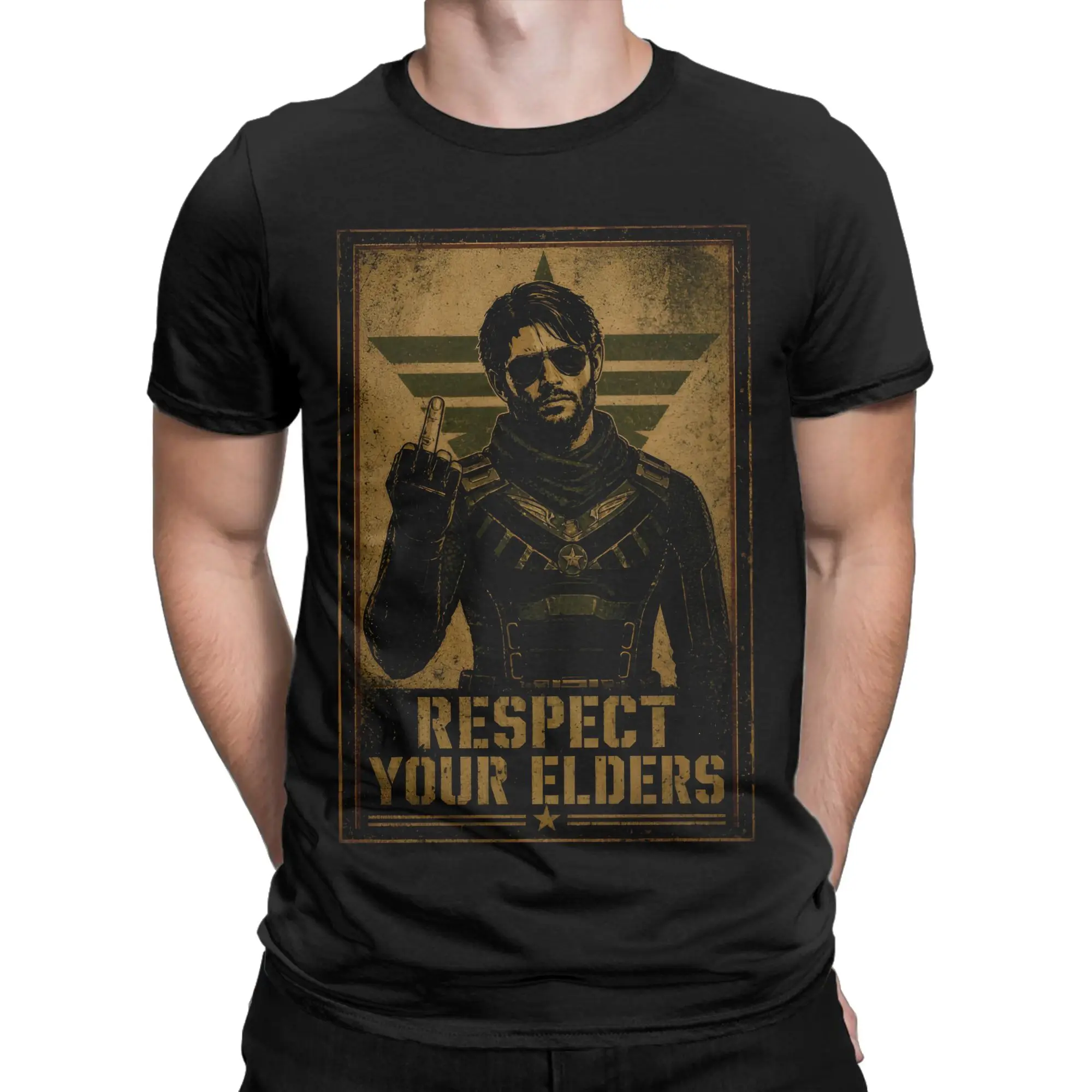 Respect Your Elders Soldier Boy T Shirts Men's  100% Cotton Funny T-Shirts Round Neck The Boys Tee Shirt Short Sleeve Tops