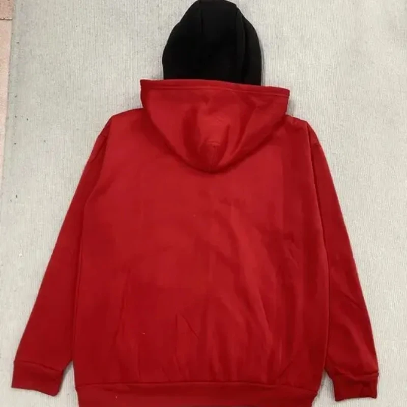 겨울 유럽 및 미국 레터 플래그 프린트 캐주얼 후드티 Y2K 스트리트웨어 패셔너블 남녀 공용 더블 햇 마스크 후드티