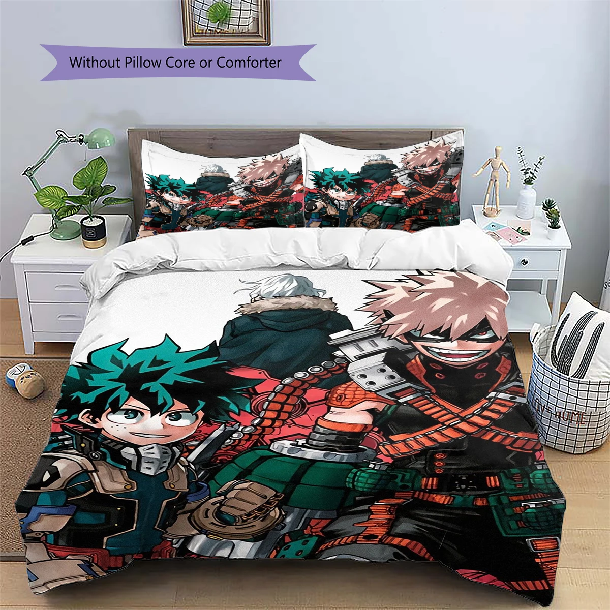 My Hero Academia Anime Bedroom Decor Nice Fan Gift Anime Patterned Duvet Cover Set Daily Use Bedding -xia116