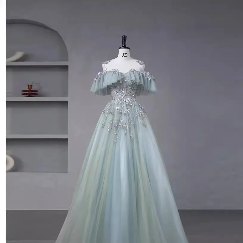 Princ Sle Puffy Rock Abendkleid für Erwachsene, Zeremonie, Leistung, erschwingliches Ballkleid mit hoher Taille, lang, Sve One Oulder