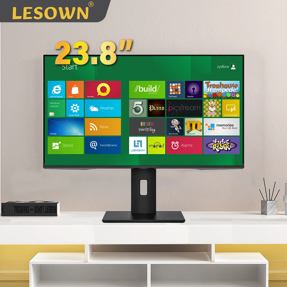 LESOWN 23.8 inch VGA HDMI USB Office Monitor 1920x1080 IPS Capacitive Touch LCD Screen Display for Intelligent Monitoring