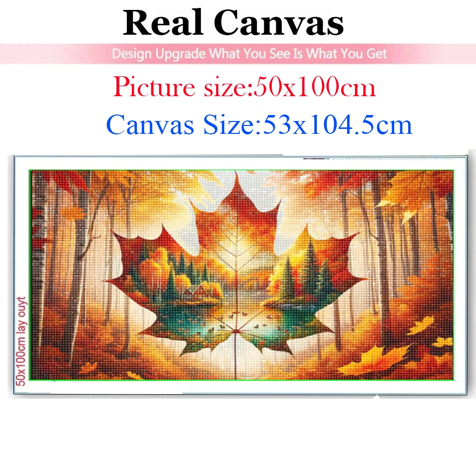 5D DIY Diamond Painting Stunning Maple Leaves Four Seasons Landscape Full Square Round Diamond Mosaic Embroidery Wall Decor ﻿