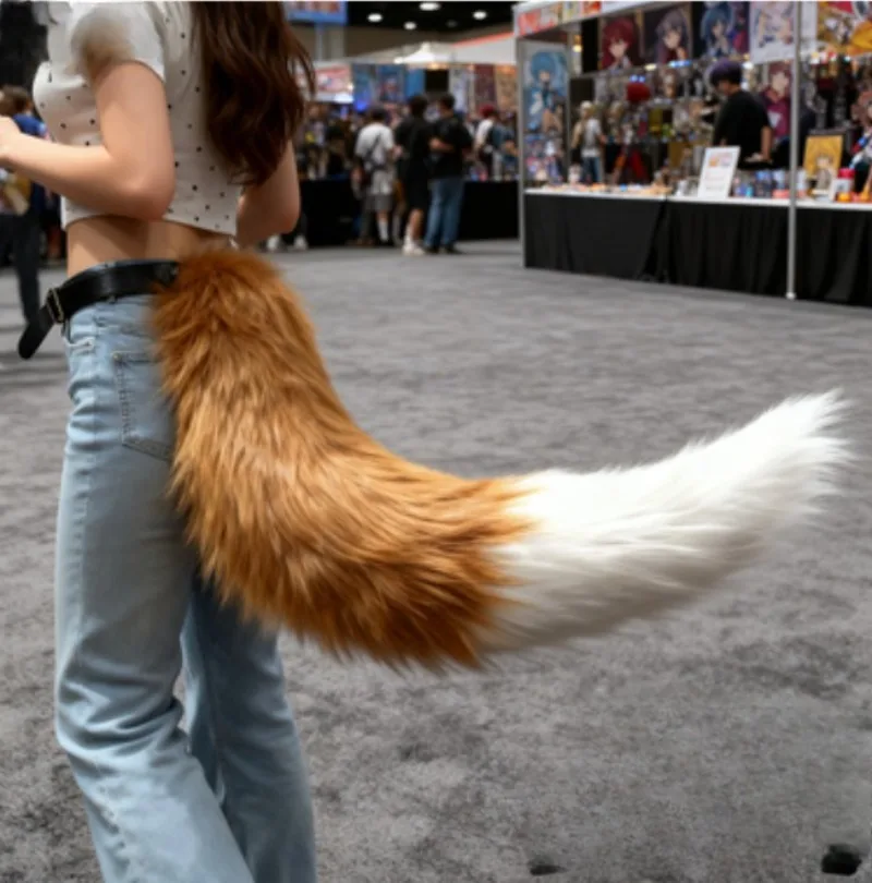 

Пушистые аксессуары для косплея: хвост и уши – большой хвост волка/кошки ручной работы с регулируемым ремешком, реквизит для косплея животных