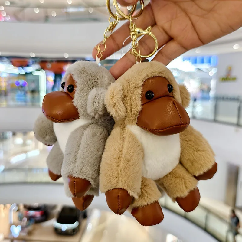 13CM Cute Gorilla Plush Toy Keychain Pendant Jungle Gorilla Gray Monkey Stuffed Doll Bag Charm Doll Funny Birthday Gift Kids Toy