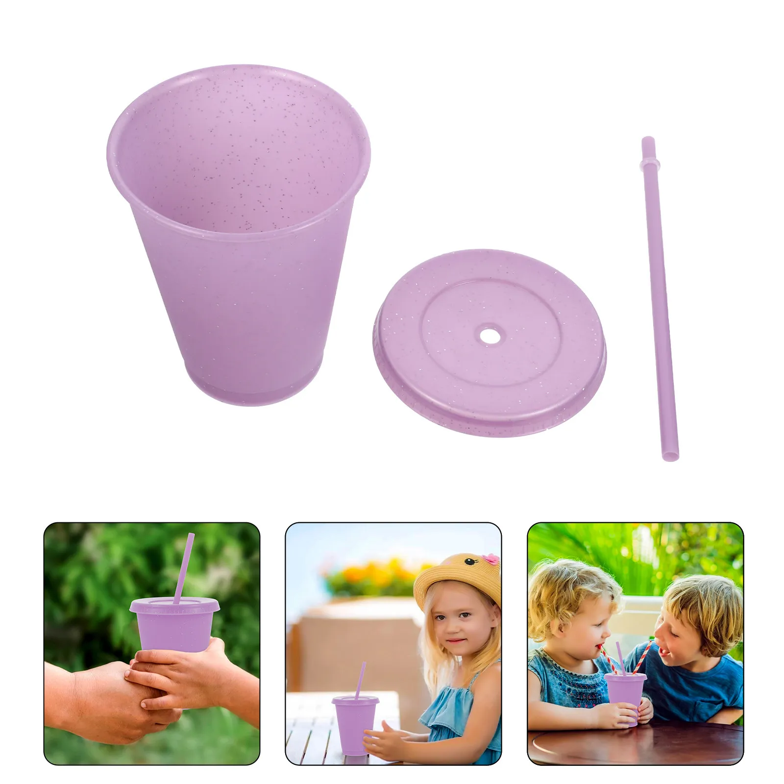 1Pcs Children Straw Cup Plastic Water Drinking Bottle Leak Proof Dust Cover Portable Lightweight Juice Milk Coffee Cup