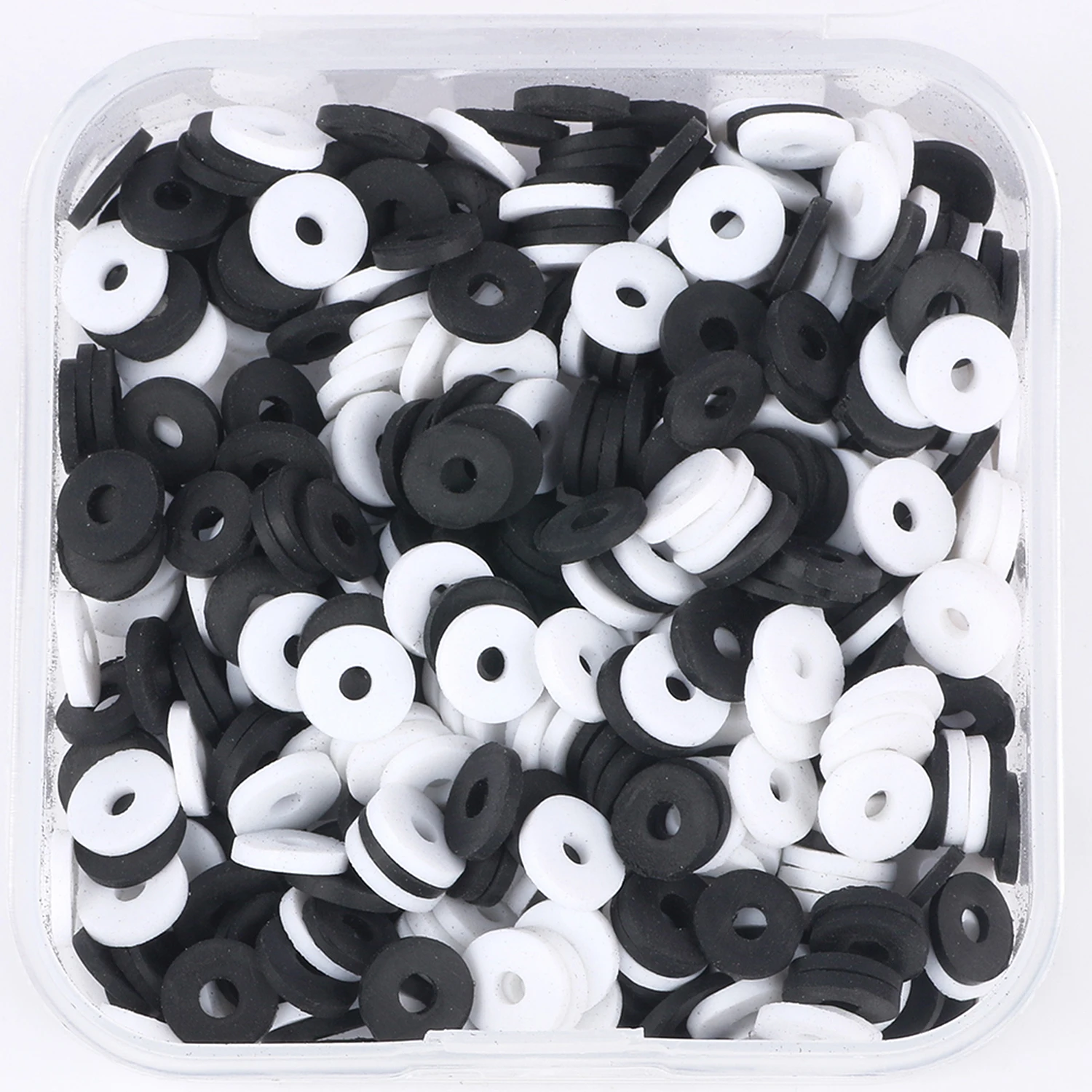 Black White 500pcs/Box 6mm Flat Round Polymer Clay Beads Box Set Chip Disk Loose Spacer Beads For Diy Jewelry Making Bracelets