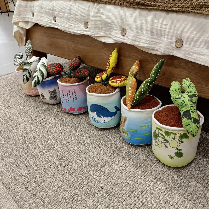 Simulation Potted Plant Plush Doll Lifelike Succulent Bamboo Flower Plush Toy Home Decoration Gift For Boys And Girls