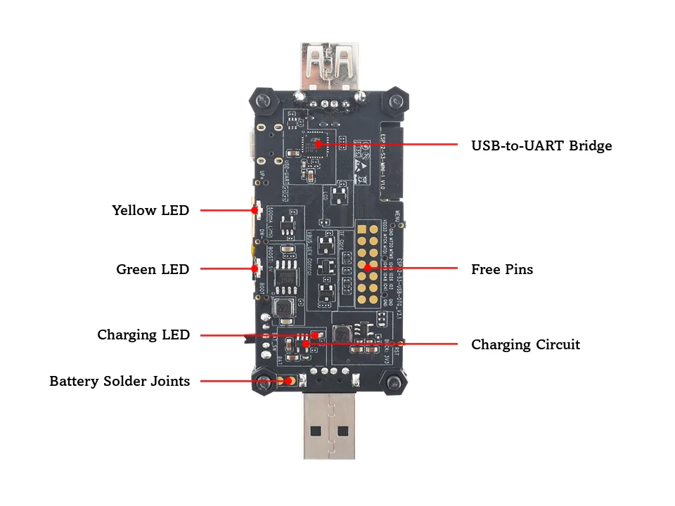 Placa de desarrollo ESP32-S3-USB-OTG LCD integrado de 1,3 pulgadas, módulo ESP32-S3-MINI-1 Placa de evaluación USB-OTG