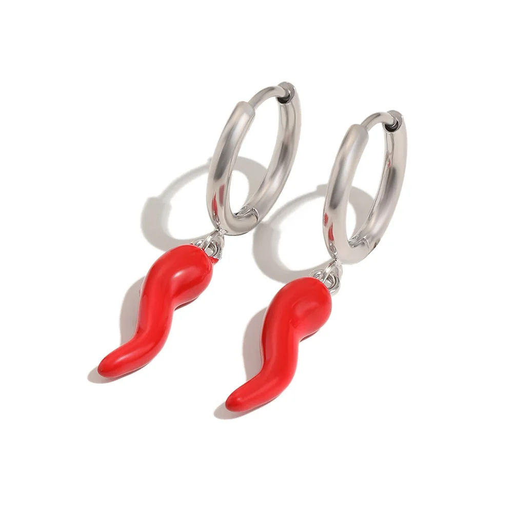 Ins 18K Gold PVD Plated Stainless Steel  Pepper  Hoop Earring for Women Waterproof