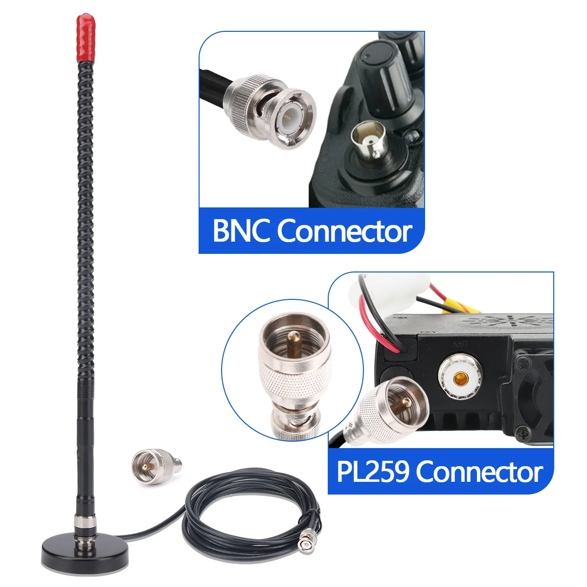 ABBREE CB هوائي الراديو 27Mhz BNC/SMA-أنثى سوط مكاسب عالية هوائي محمول ل Quansheng UV-K5 8 TK11 UV-98 PLUS اسلكية تخاطب