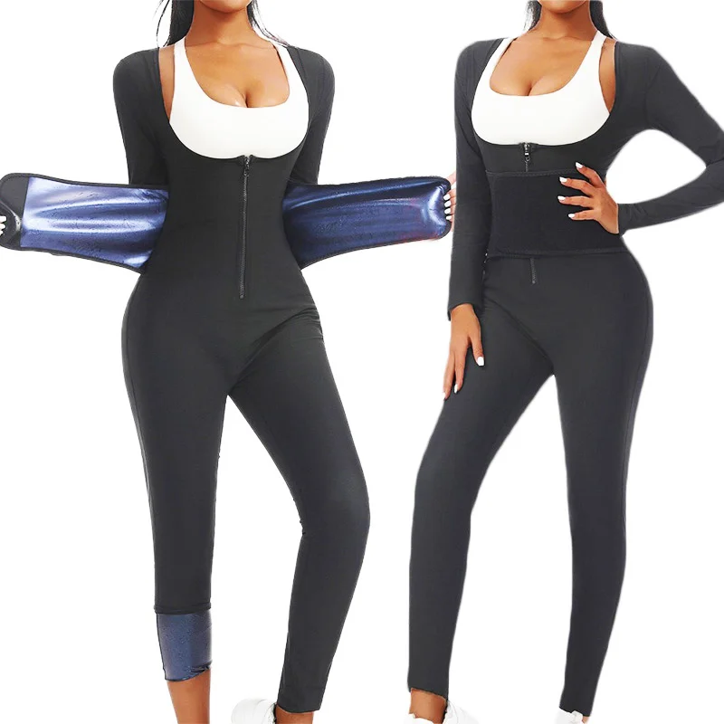 

MrifDila Sweatsuit Jumpsuits Long Sleeve Sauna Suit Open Bust Sweating Body Shaper Suits Sweatsuit Zipper Bodysuit Hot Sweating