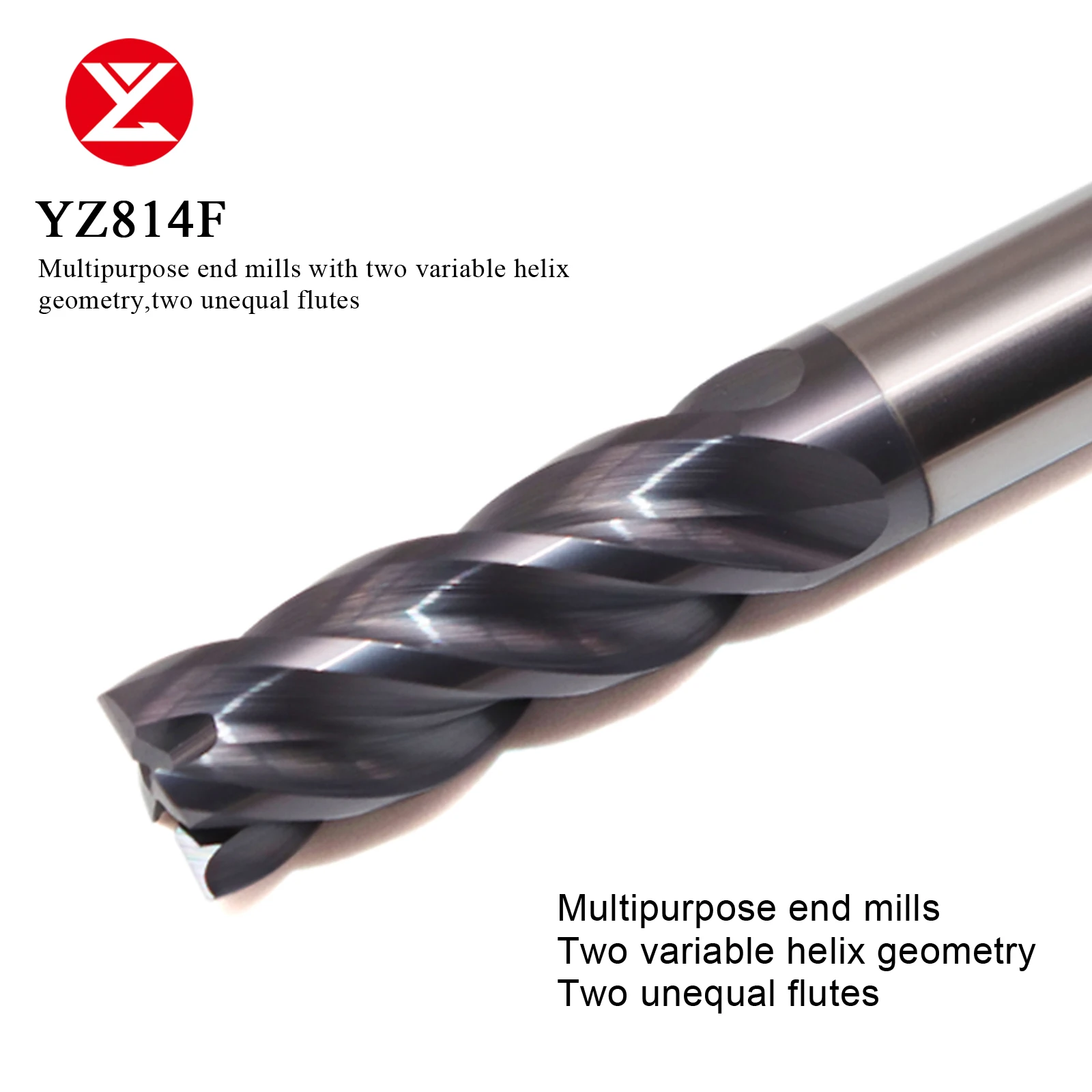 High performance Endmill Solid Carbide Coated 4Flute Unquel space and Various Chip Lead Stainless steel, steel, Titanium alloy