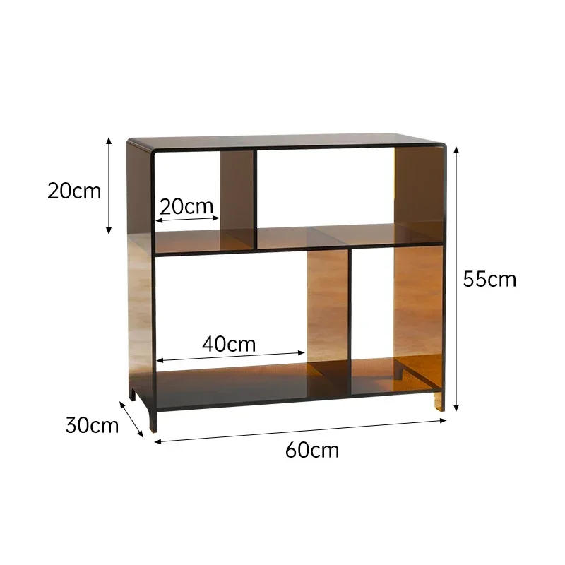 A  Light luxury small apartment acrylic floor-to-ceiling shelves, multi-layer bookshelves, several bedrooms by the sofa