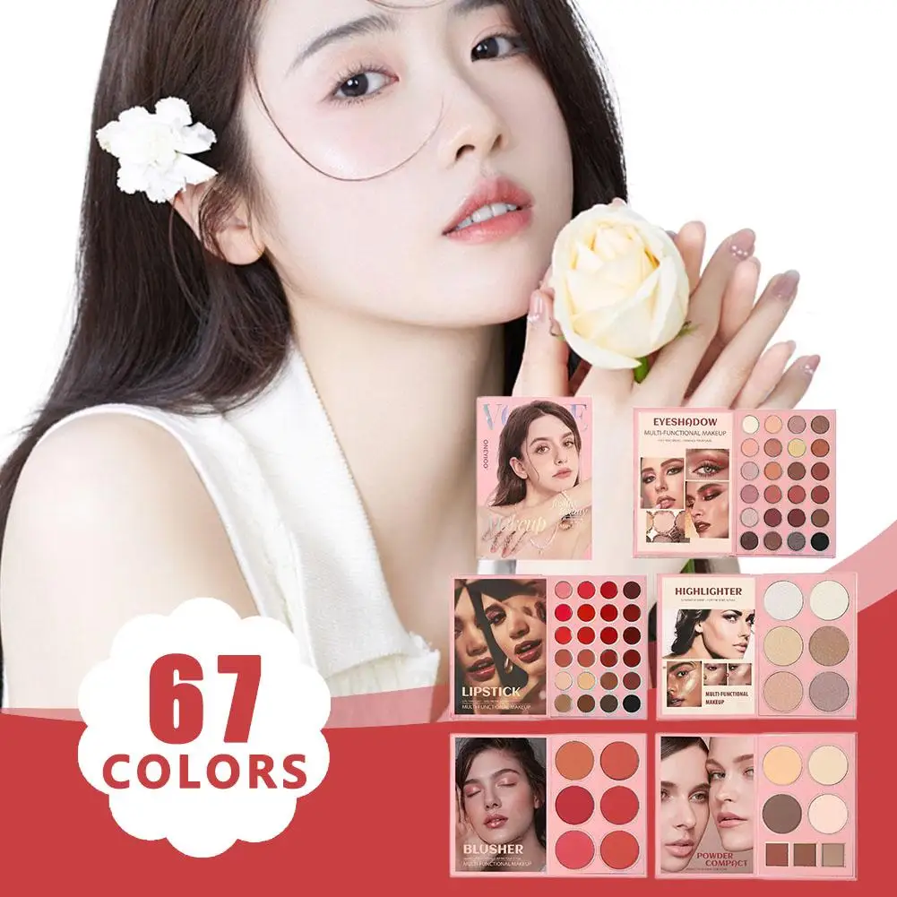 67 colori palette di ombretti libro glitter correttore occhi pigmento cosmetico trucco professionale per trucco viso simpatico cartone animato W9I4