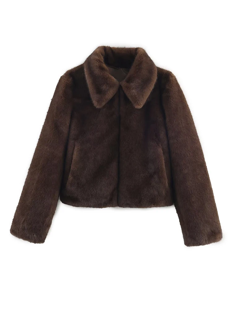 

Women's Fur Jacket 2025 Women New Long Sleeve Button High Street Short Jacket Lady Autumn Winter New Fashion Leisure Outerwears