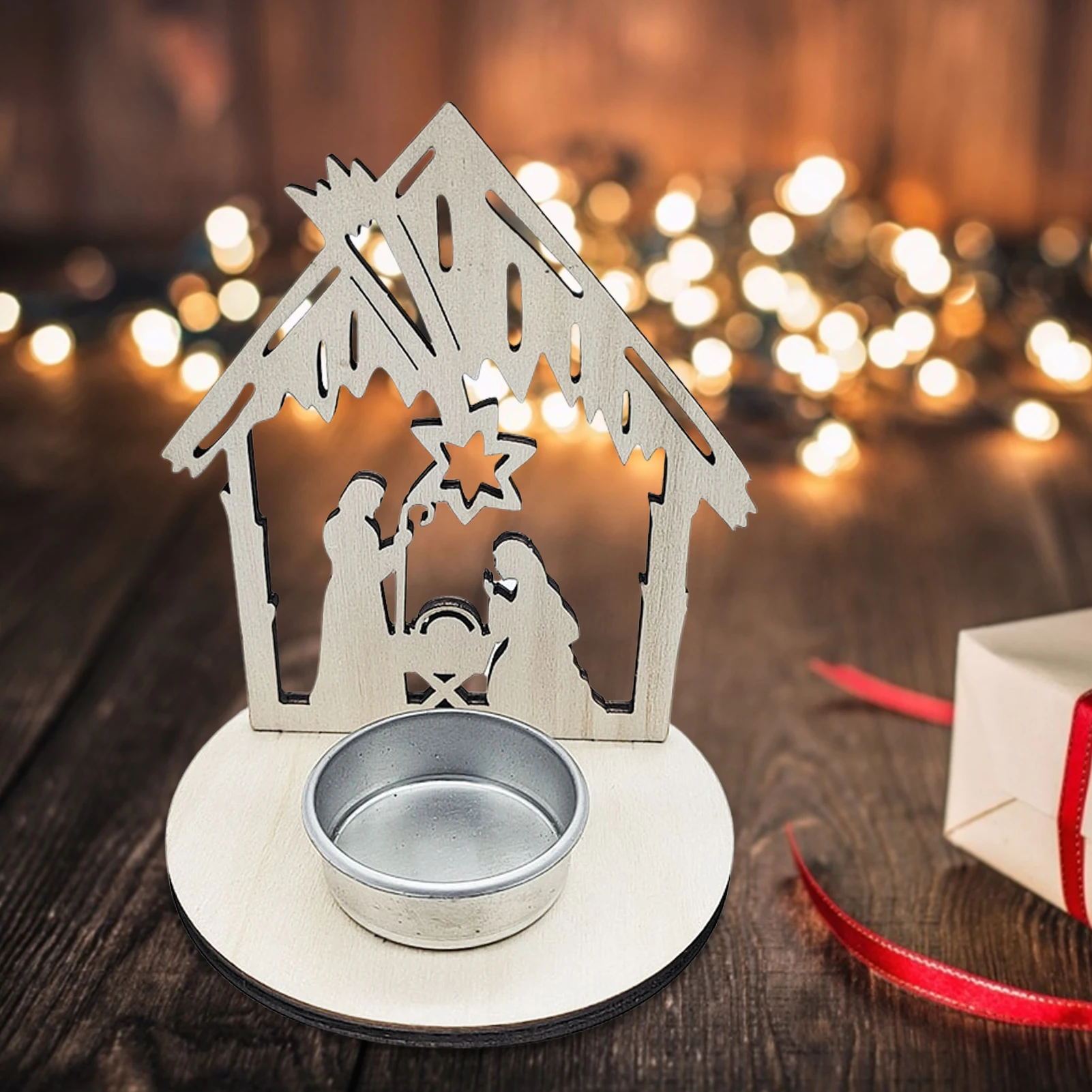 Chip de madera Natural para árbol de Navidad, adornos colgantes de Adviento de Jesús, regalos para niños, decoración de Navidad