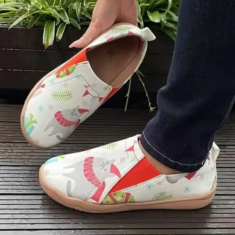 Chaussures décontractées à imprimé animal de dessin animé pour femmes, chaussures d'étudiant de style collégial, confortables, bouche peu profonde, coupe basse, semelle souple, légères et respirantes, grande taille pour début de la saison scolaire