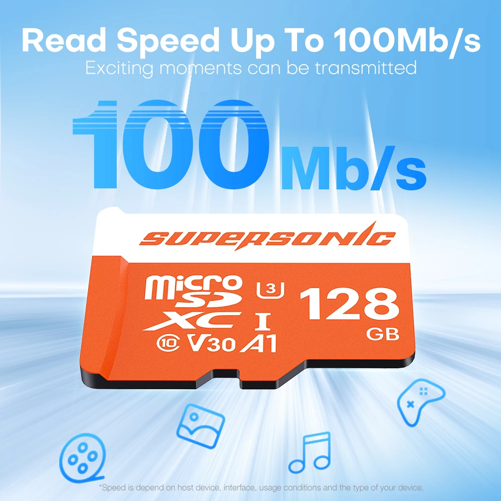 Carte Micro Sd supersonique A1 U3 V30, carte mémoire Micro Sd 128 go 256 go 64 go 32 go pour moniteur Dron, caméra, carte vidéo