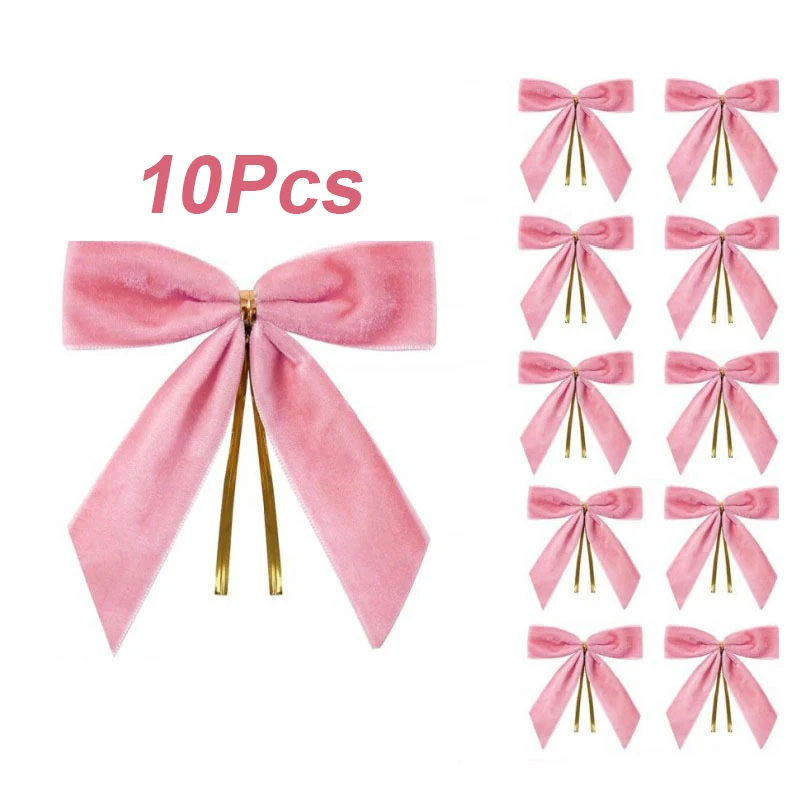 10/20 قطعة الأقواس المخملية لشجرة عيد الميلاد ديكور إكليل جارلاند المخملية القوس مع تويست التعادل عيد الميلاد المخملية الانحناء عطلة عيد الميلاد #5