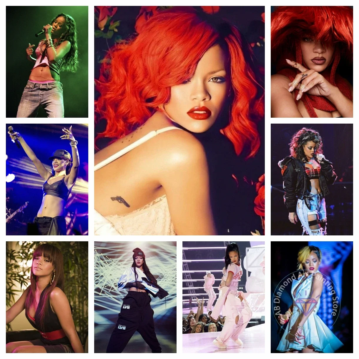 ريهانا المغني الماس طقم الطلاء 5D DIY الماس التطريز عبر غرزة اليدوية الفن هدية الحرف ديكور المنزل هدية #1