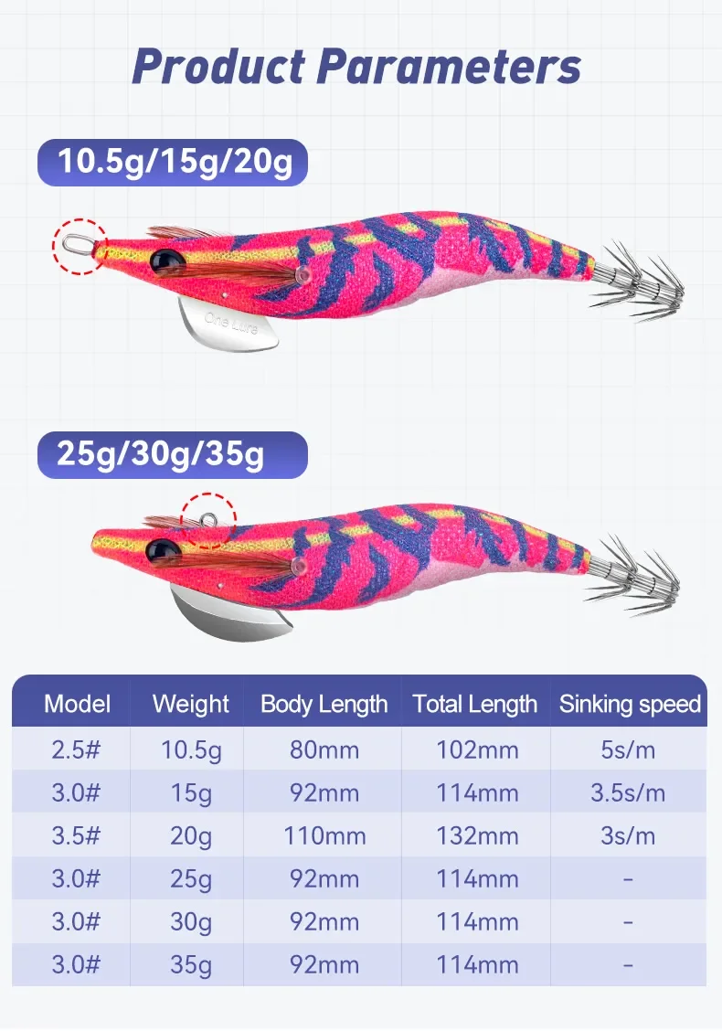 Kingdom Egi Leuchtender Tintenfisch-Köder Künstliche Jigging-Köder 2,5 # 3.0 # 3.5 # Sinkende Tintenfisch-Haken für Meeresfischerei Oktopus Sepia – Detail 8