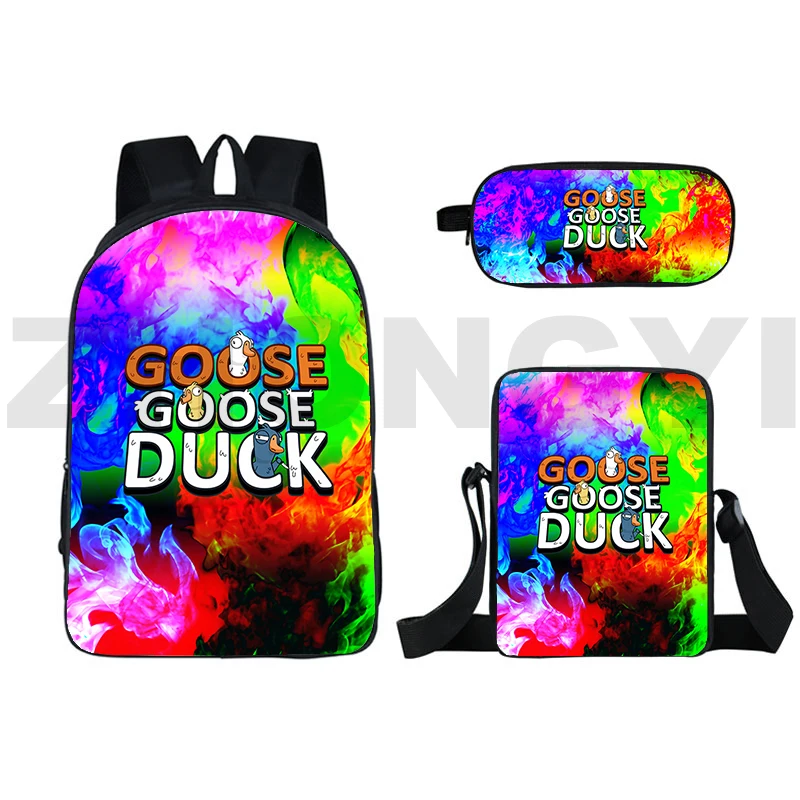 High Quality Hot Game Goose Goose Duck 3D Backpack Fashion Anime School Backpack for College Students 3 Pcs/Set Business Packbag