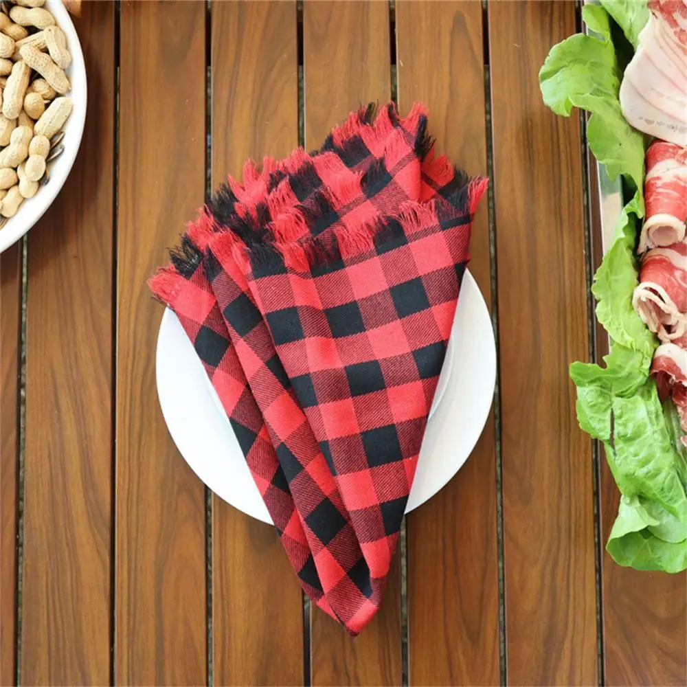 Party Supply Square Checked Napkin Pastoral Style Reusable Tea Towel Soft Table Decoration Placemats Home