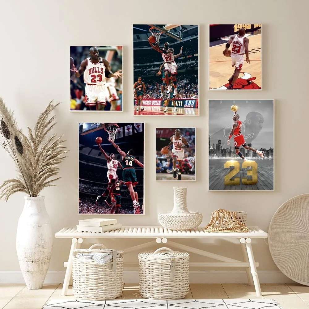 1PC basket Michaell Jordan Poster Paper Print Home soggiorno camera da letto ingresso Bar ristorante Cafe Art Painting Decoration