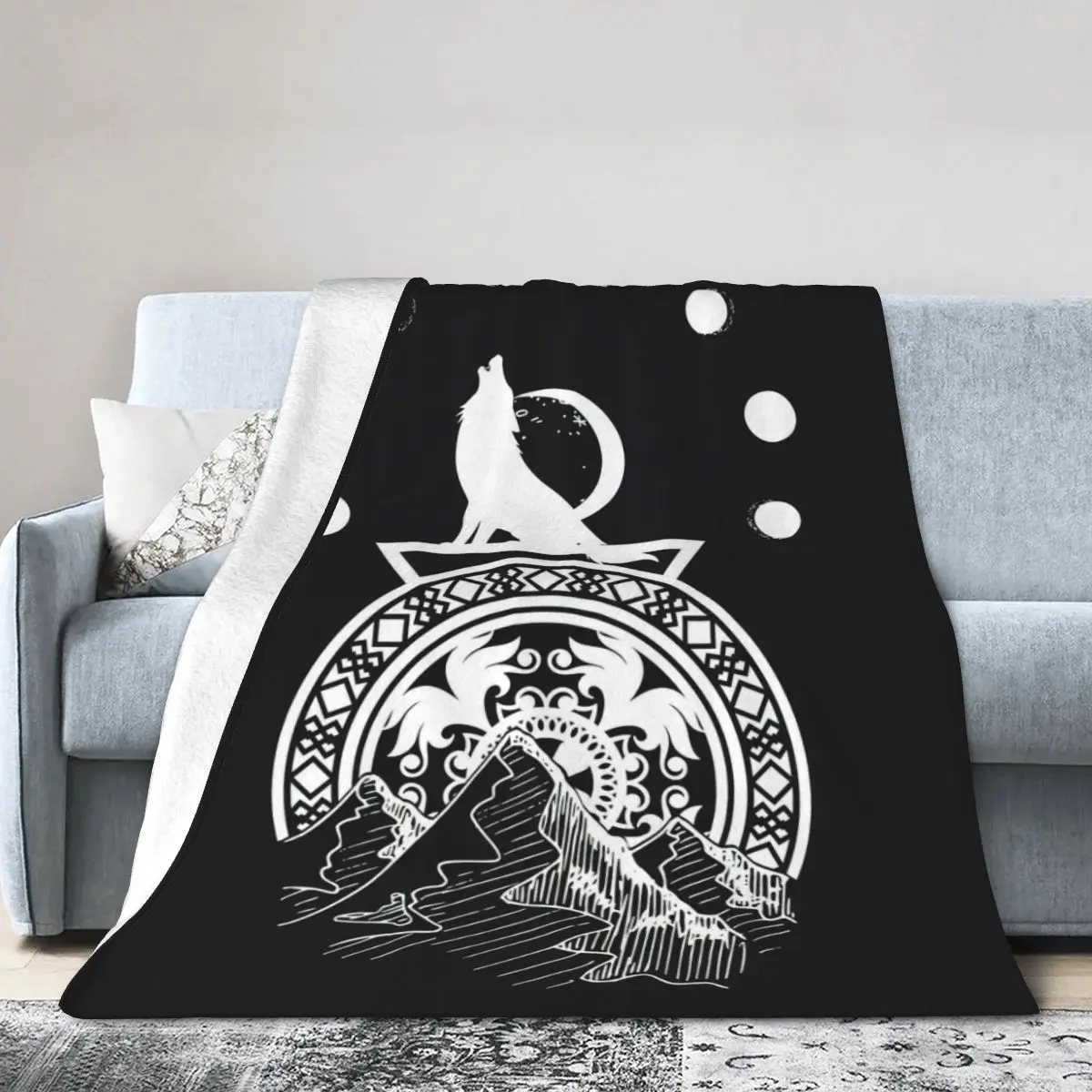 

Wolf Moon Bed Blanket Flannel Blanket Flannel Blanket Air conditioning blanket