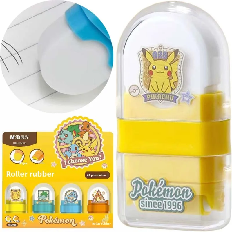 

1/4PCS Pokemon Pikachu Plastic Roller Eraser White Rubber Writing Stationery for Kids Office School Supplies Creative Gifts New