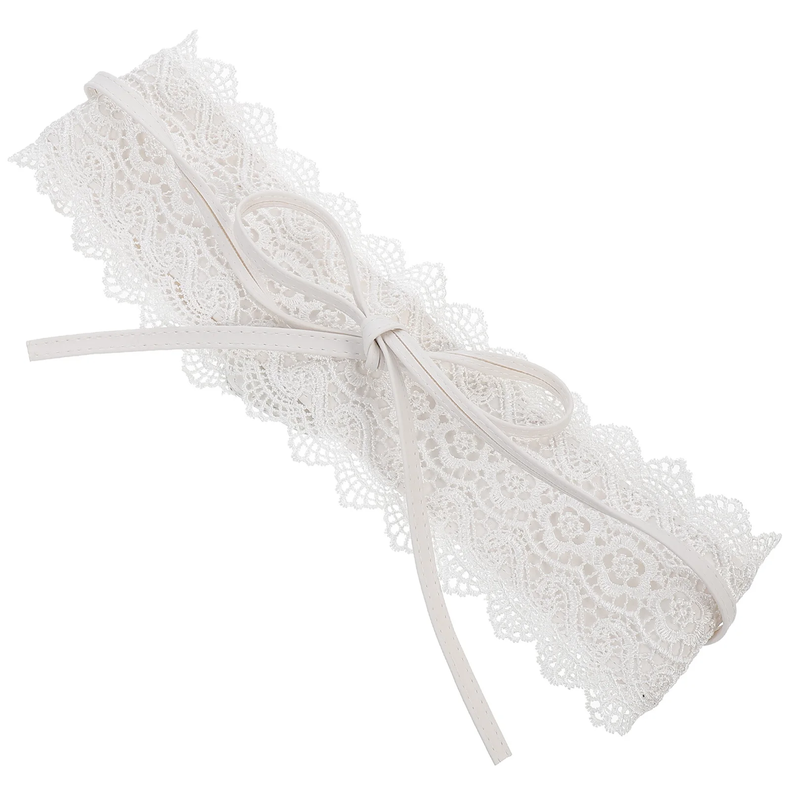 レディースホワイトレースウエストベルトワイドバンド調節可能な蝶結びタイドレス用スリムデコレーションコルセットベルトレースワイドバンド