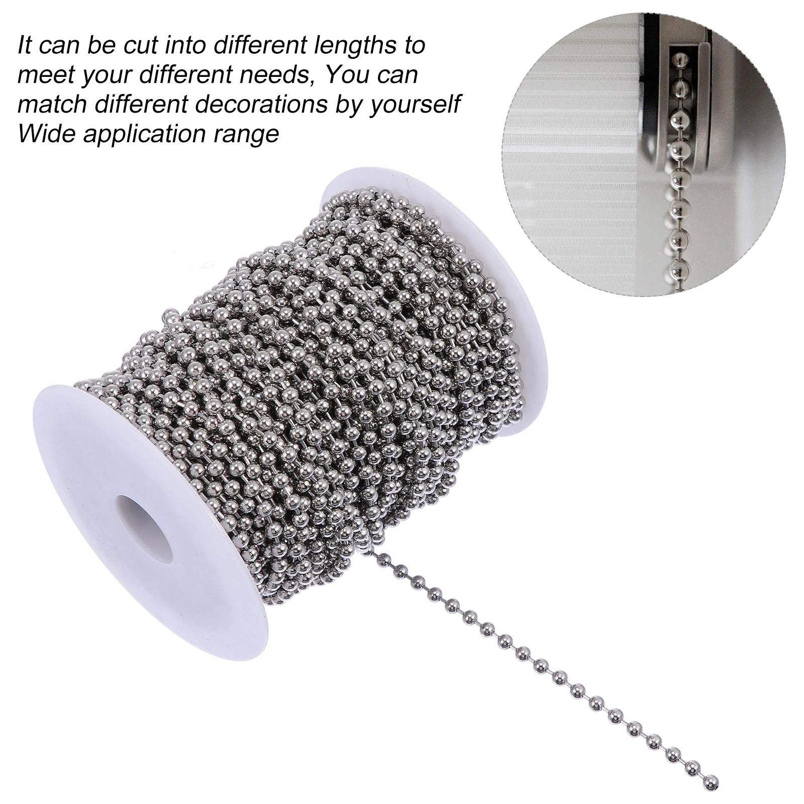

30M Stainless Stainless Chian Bead Chain 4 5mm Diameter Jewelry Making Chains Beaded Pull Chain Extension Roller Blind