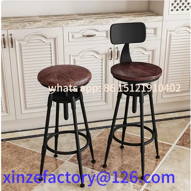 Cadeiras de jantar vintage personalizáveis, bancos de bar rotativos de elevação, assento alto de ferro, pintura de cozimento de alta temperatura, nórdico