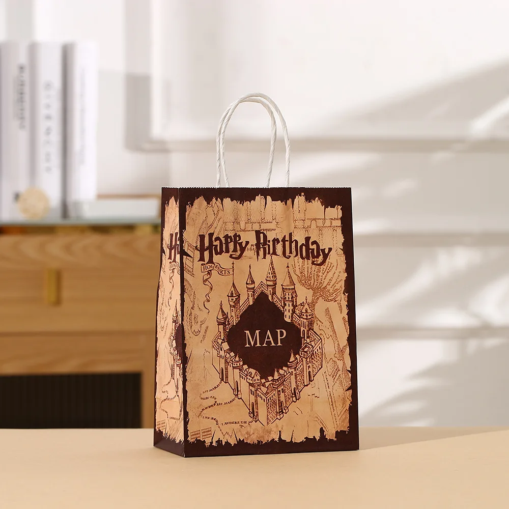 Cartoon Harries Kraft Paper Bags Potters Candy Tote Magical Horn Box Gift Bag Holiday Celebrations Preferred for Birthday Party