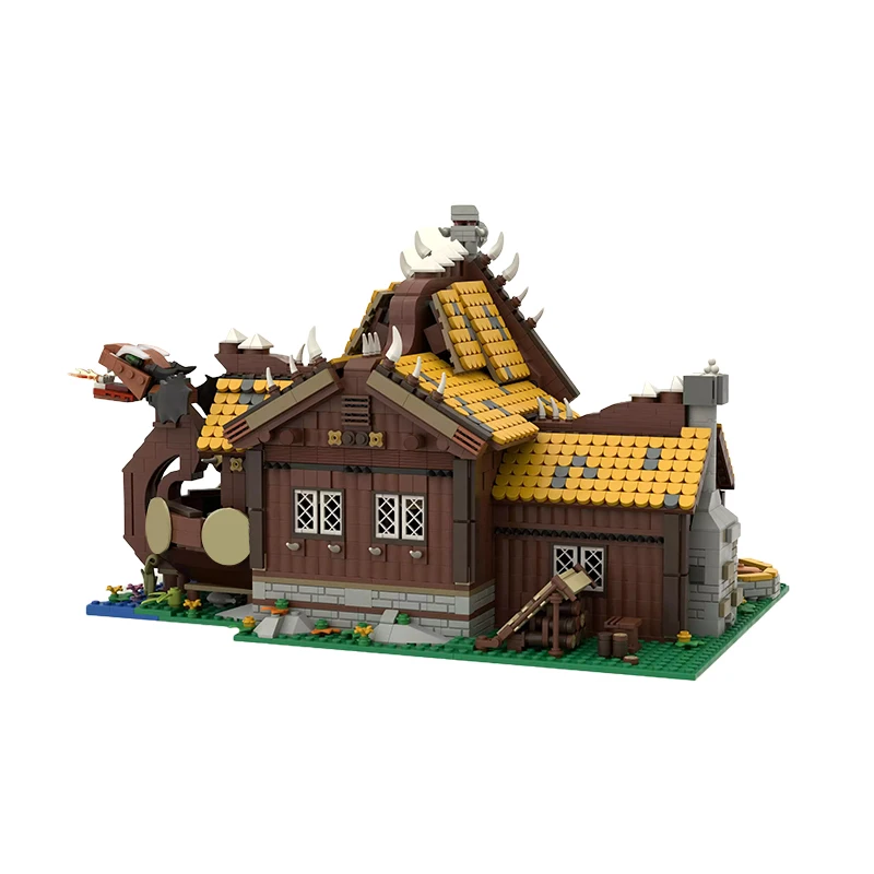 

BuildMoc Spirit Temple Viking House Building Blocks Valheim Dragon Ship Galleon Architecture Liife Hut Bricks Toys Children Gift