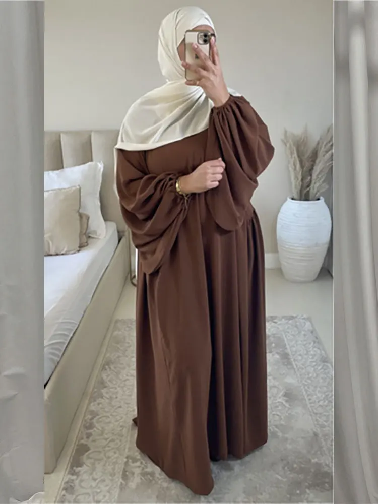 Abaya Muslim Long Dress for Women Crepe Ramadan Eid Loose Islamic Clothing Prayer Dresses Hijab Robe Dubai Turkish Modest Kaftan