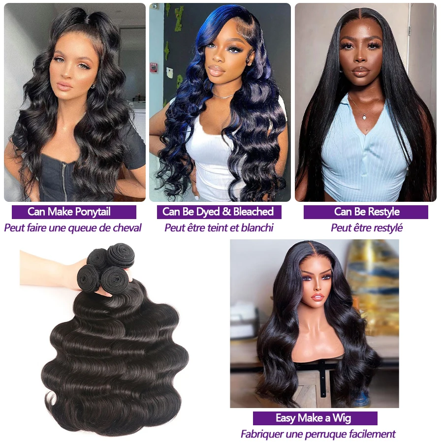 BICNGA 26 28 30 inch Body Wave Human Hair Bundles 10A Brazilian Raw Bundles Human Hair for Women 1/3/4 PCS Hair Extensions Weaving Delivery 3 to 5