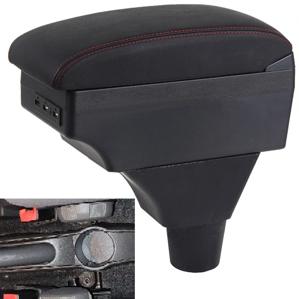 For Fiat Panda II 2 Armrest Box Arm Elbow Rest Center Console Storage Case Modification Accessories with Cup Holder USB Port