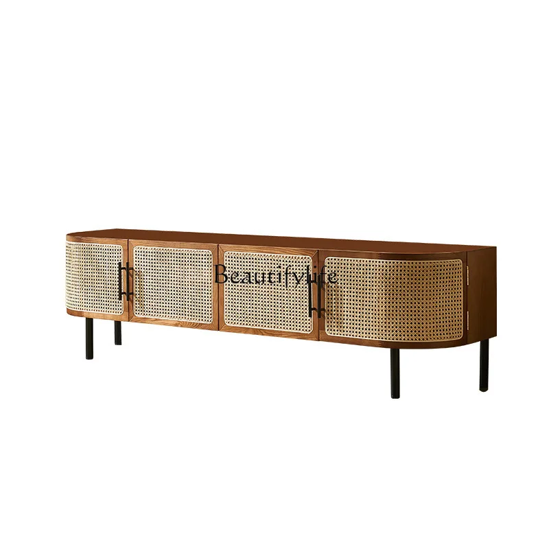 

Creative ash wood Nordic rattan locker Modern simple homestay solid wood furniture