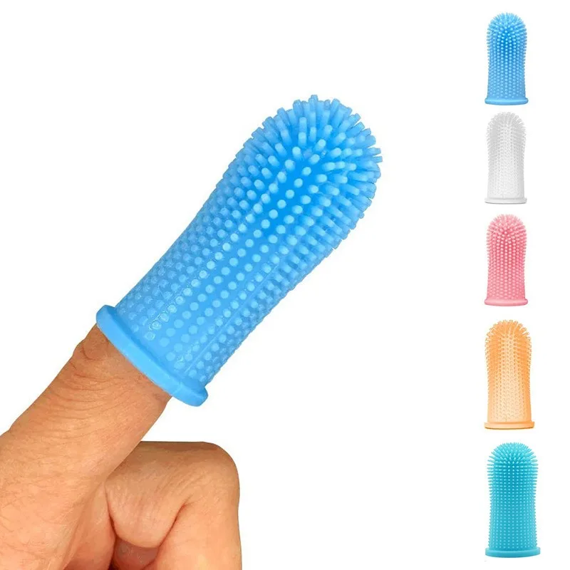 Pet Finger Toothbrush Dog Cat Teeth Cleaning Brush 360 Degree Soft Bristle Oral Care Finger‑sleeve for Pets Daily Dental Care