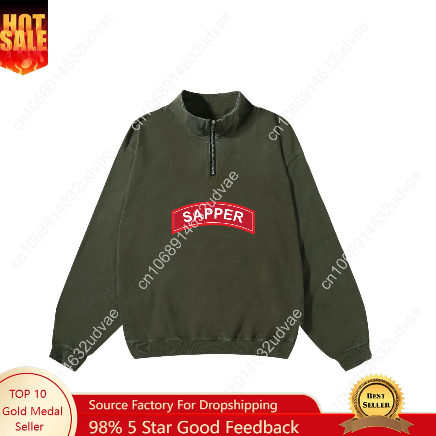 เสื้อสเวตเชิ้ต Sapper Retro สำหรับผู้ชาย ผู้หญิง วัยรุ่น สไตล์วินเทจ แบบสวมหัว มีซิปครึ่งตัว เสื้อสเวตเชิ้ตแบบมีรูปภาพสั่งทำพิเศษ เสื้อยืดแขนยาว