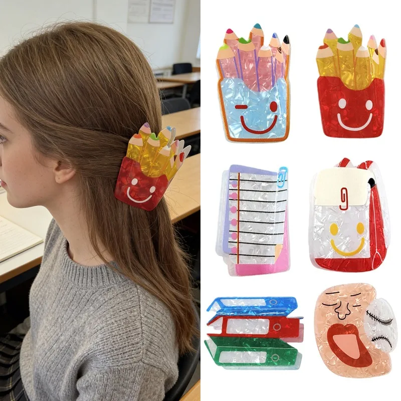 

1 шт. Игривая заколка для волос для женщин, модный аксессуар для школы, стильный головной убор для подростков, для повседневных причесок