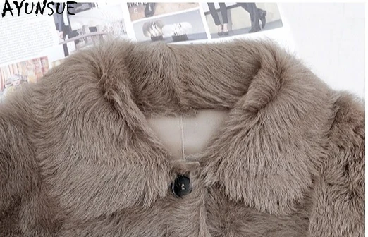 معطف فرو من جلد الغنم الطبيعي من AYUNSUE للنساء 2025 ملابس شتوية دافئة سترة من الجلد الطبيعي للنساء جديد في ملابس خارجية شوبانا Жénska #5